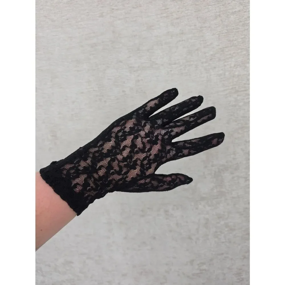 Lord & Taylor Vintage Black Lace Wrist Dress Gloves Women Accessories